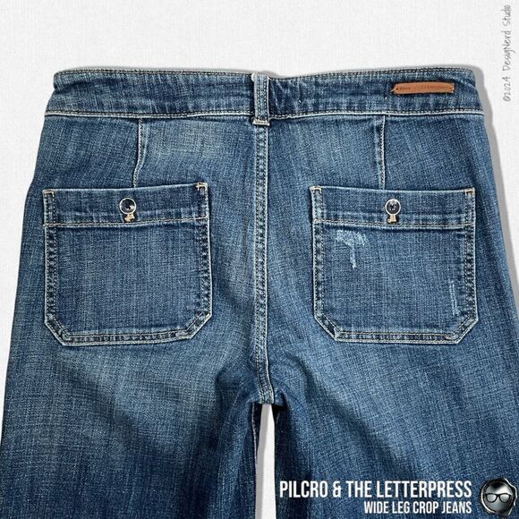 ANTHROPOLOGIE PILCRO & THE LETTERPRESS WIDE LEG CROP SAILOR JEANS SIZE 28 - Picture 8 of 13